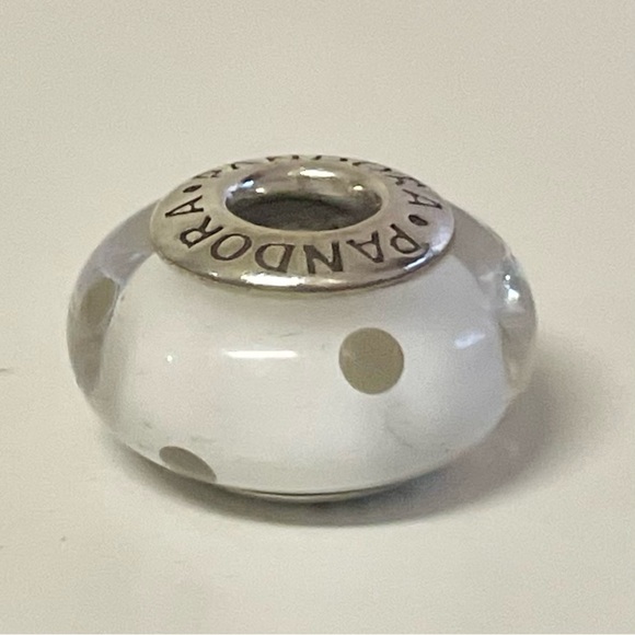 Pandora White and Grey Polka Dots Charm - Picture 6 of 7